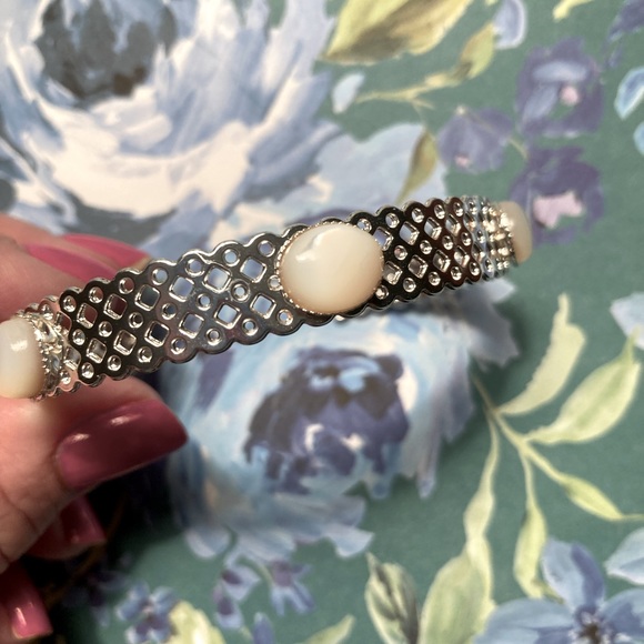 Silvertone Mother of Pearl Cuff Bracelet - Picture 3 of 3